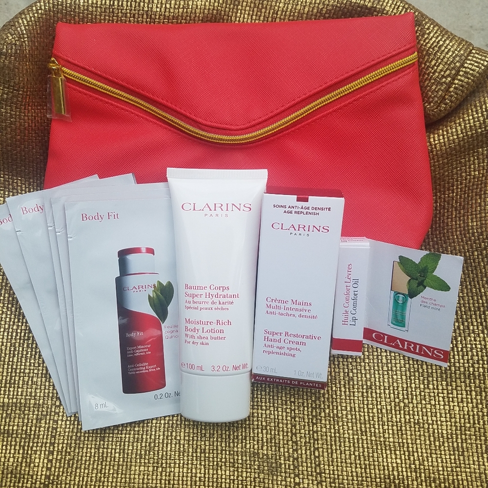 9 PCS Clarins Travel Body Hand Lip